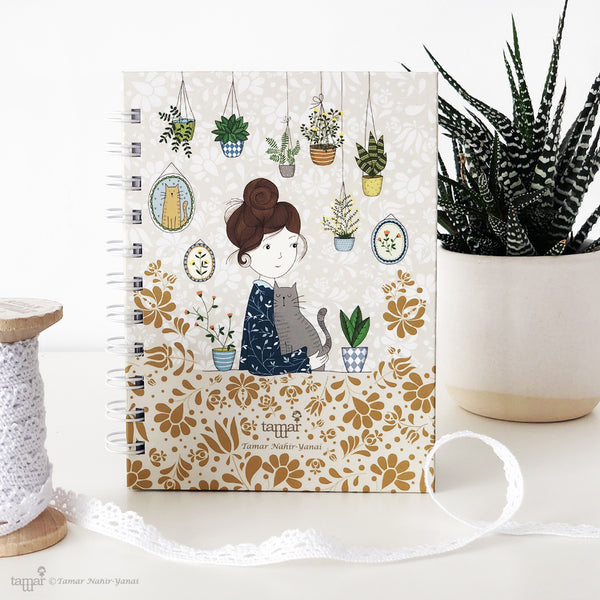 Spiral Mini Notebook - Hair Bun Girl