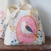 Bird on Pink background Tote Bag