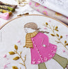 Girl in a pink coat - 6" embroidery kit
