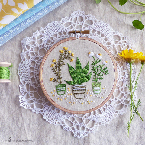 Houseplants - 4" embroidery kit
