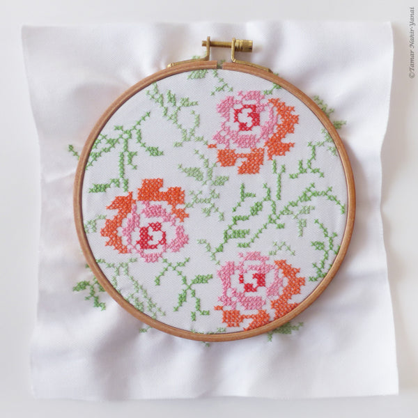 Orange & Pink Roses - 6" embroidery kit
