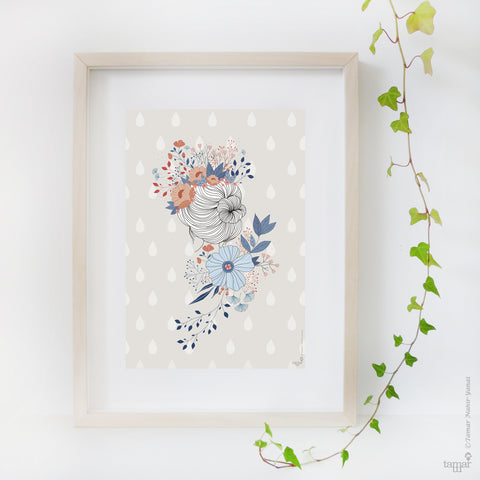 Flower Crown Lady print wall art – Tamar Nahir-Yanai