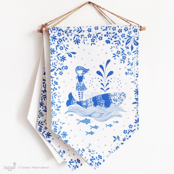 Banner Flag - Blue series Girl and whale