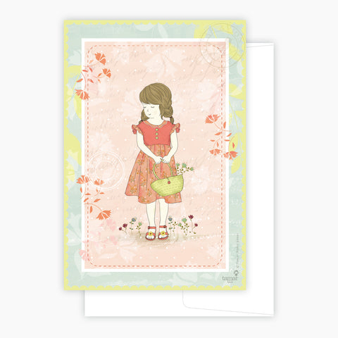 Girl and basket Card