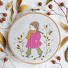 Girl in a pink coat - 6" embroidery kit
