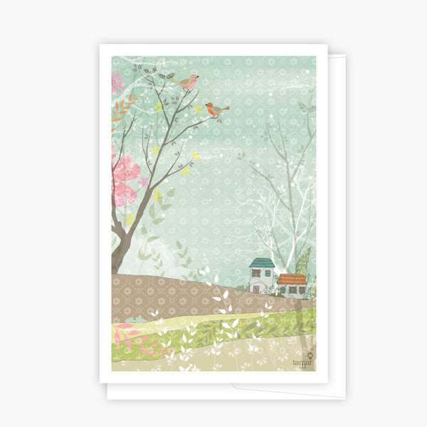 Houses and birds Green Card