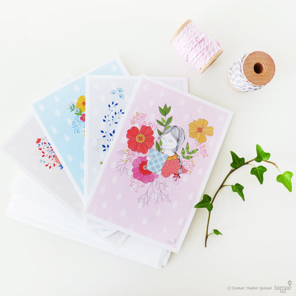 Illustrated Ladies series - Complete set of 4 cards