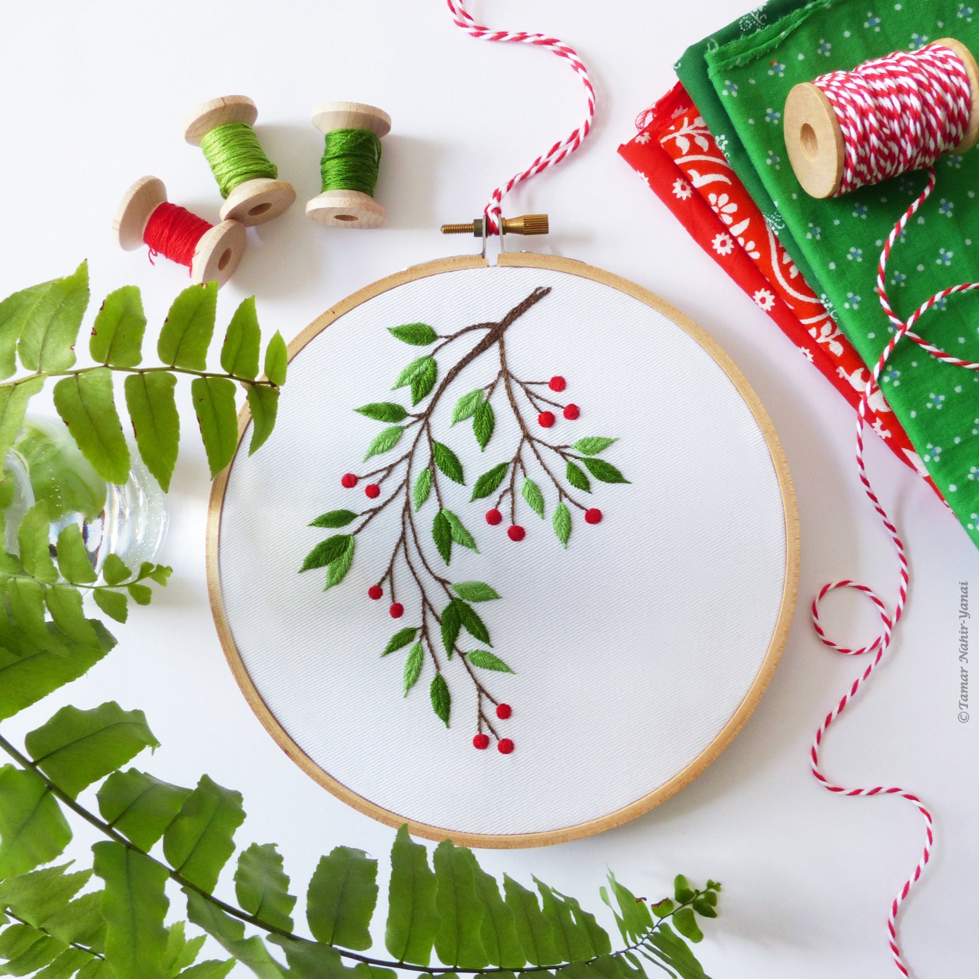 Mistletoe - 6 embroidery kit – Tamar Nahir-Yanai