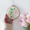 Pink & Green Leaves - 4" embroidery kit