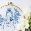 Blue Floral Lady - 6" embroidery kit