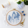 Blue Floral Lady - 6" embroidery kit