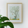 Tree and rabbit print wall art