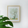 Tree and rabbit print wall art