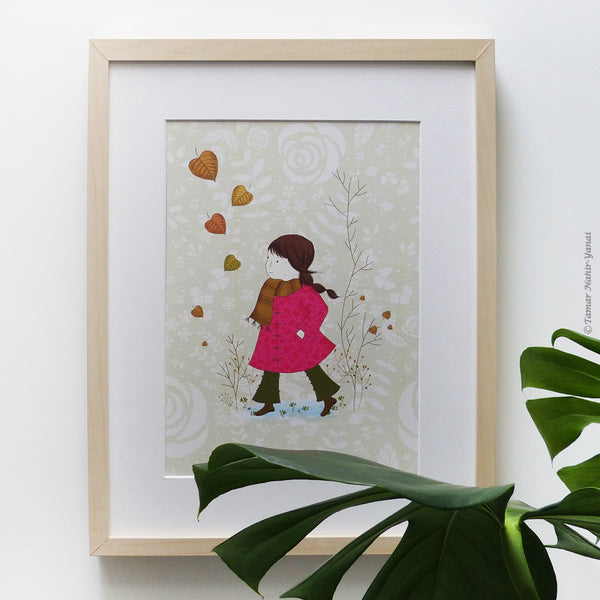 Girl in a Pink Coat print wall art