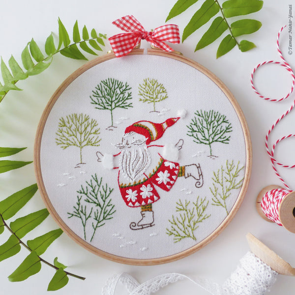 Skating Santa - 6" embroidery kit