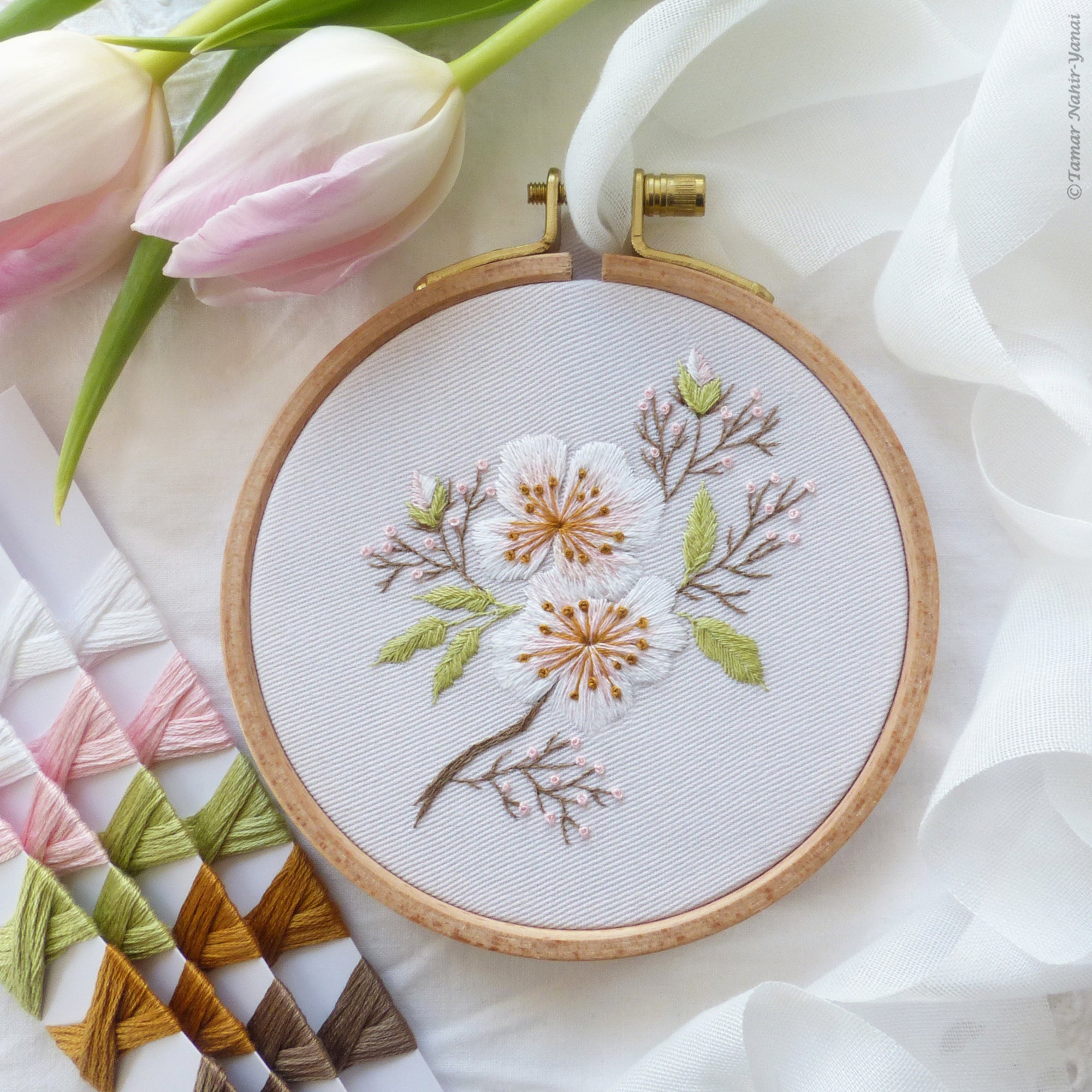 Almond Blossom Mini - 4 embroidery kit – Tamar Nahir-Yanai