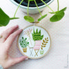 Pink & Green Houseplants - 4" embroidery kit