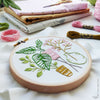 Pink & Green Leaves - 4" embroidery kit