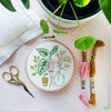 Pink & Green Leaves - 4" embroidery kit