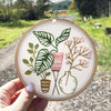 Pink & Green Leaves - 4" embroidery kit