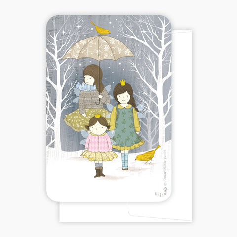 Three friends with umbrella Card