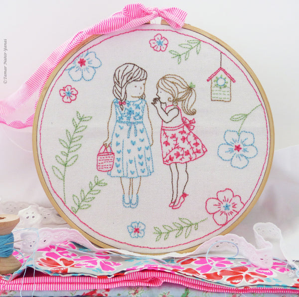 Two Girls and a Secret - 8" embroidery kit