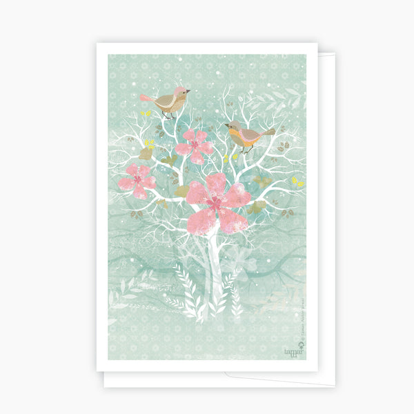 Two birds on the tree Green Card