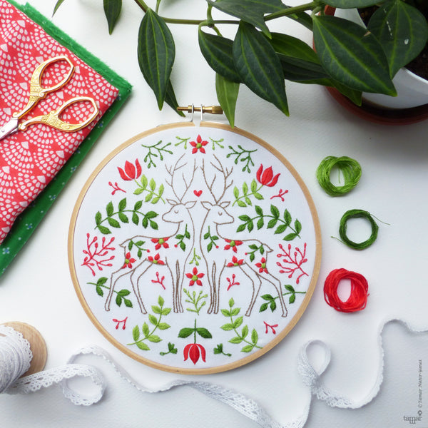 Two Christmas Deer - 6" embroidery kit